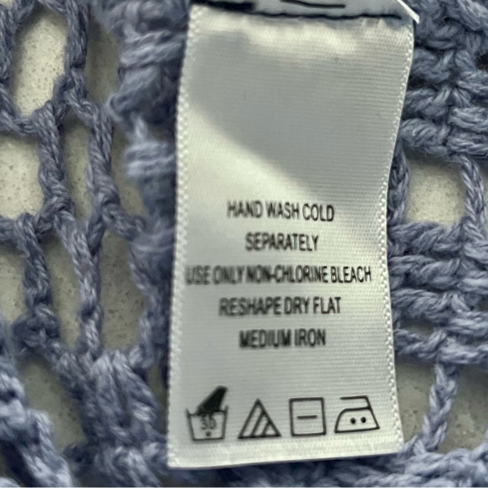 DENIM 24/7 WOMENS CROCHET SWEATER, SLATE BLUE, size 1X - Picture 7 of 7